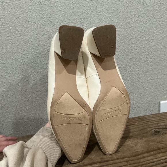 Franco Sarto Jesslyn Pumps White Leather Low Block Heel Size 11 - Picture 3 of 9